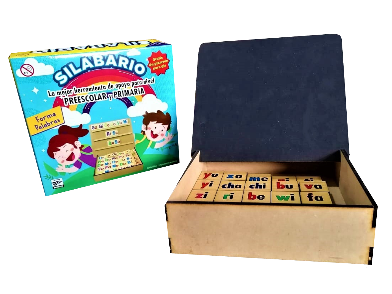 Silabario Simple de Madera  con atril y PIZARRON..