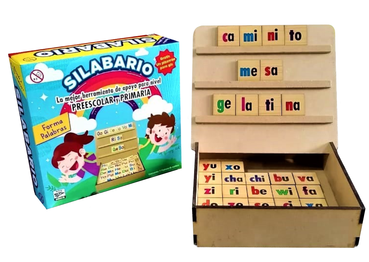 Silabario Simple de Madera  con atril y PIZARRON..