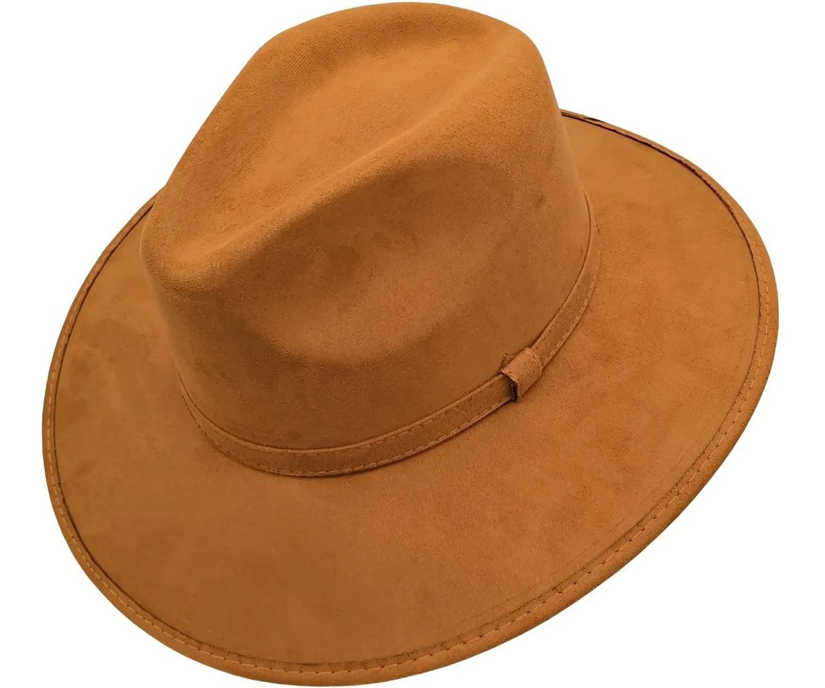 Sombrero Unisex Indiana Gamuza Hípster Vintage Elegante Tabaco