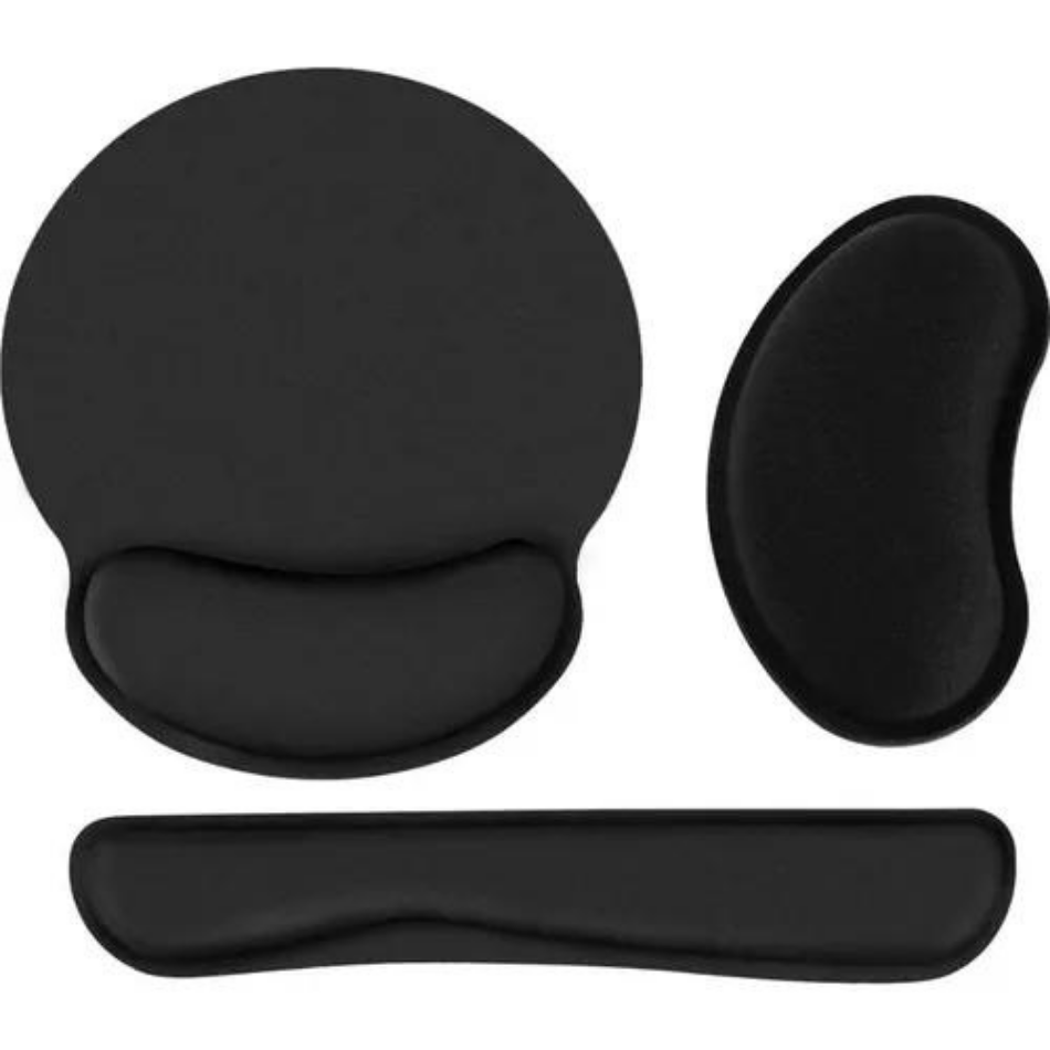 Mouse Pad Almohadilla Teclado 3 pack Reposamuñecas Acolchado y Ergonómico, Espuma memoria antideslizante, duradera y cómoda, alivia la presión de la muñeca en el teclado y el mouse