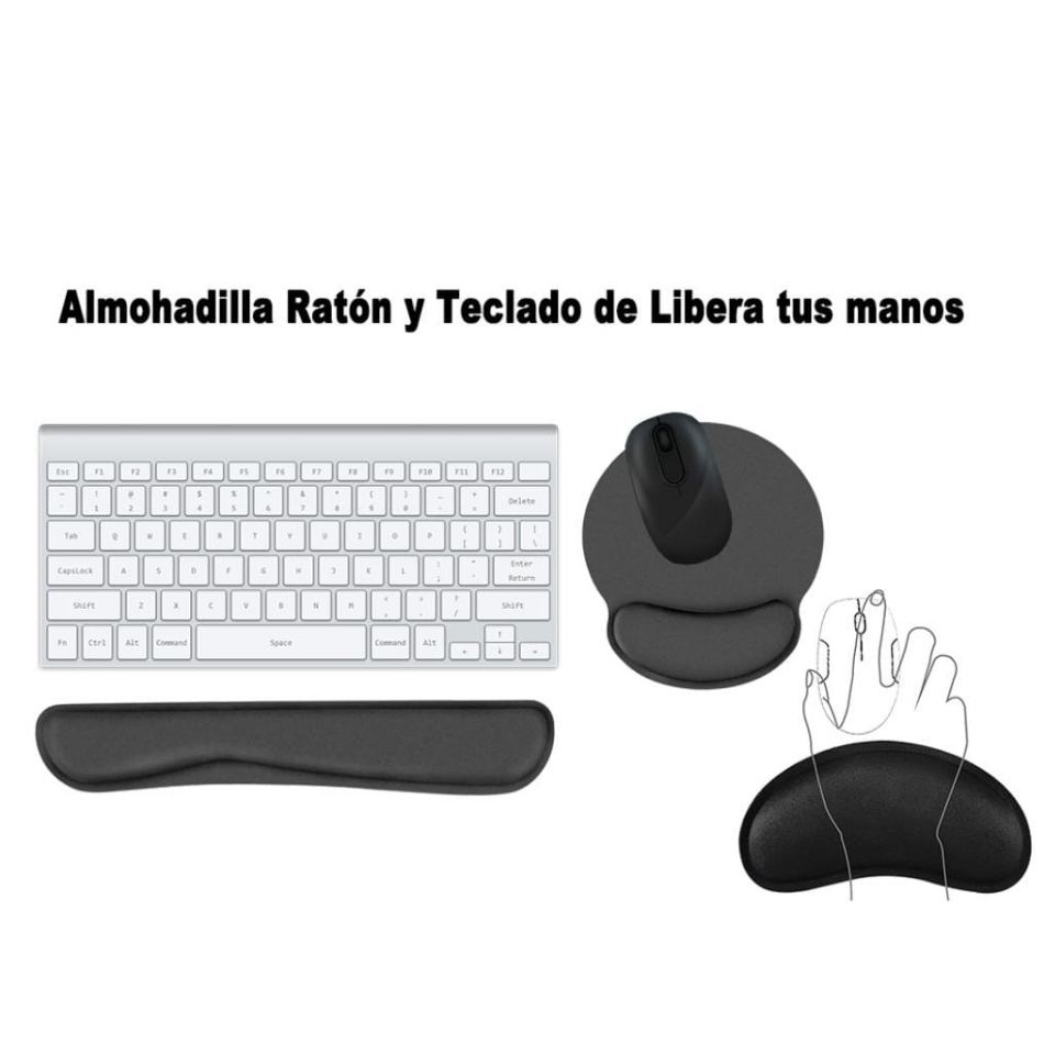 Mouse Pad Almohadilla Teclado 3 pack Reposamuñecas Acolchado y Ergonómico, Espuma memoria antideslizante, duradera y cómoda, alivia la presión de la muñeca en el teclado y el mouse