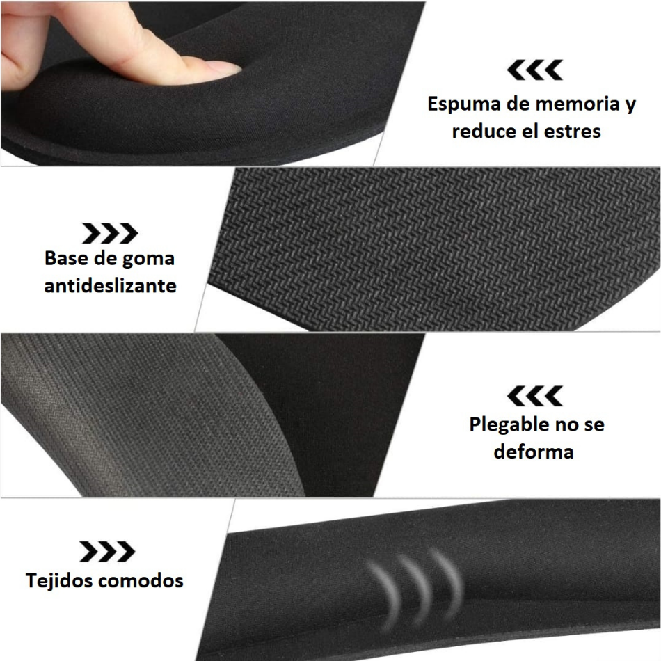 Mouse Pad Almohadilla Teclado 3 pack Reposamuñecas Acolchado y Ergonómico, Espuma memoria antideslizante, duradera y cómoda, alivia la presión de la muñeca en el teclado y el mouse