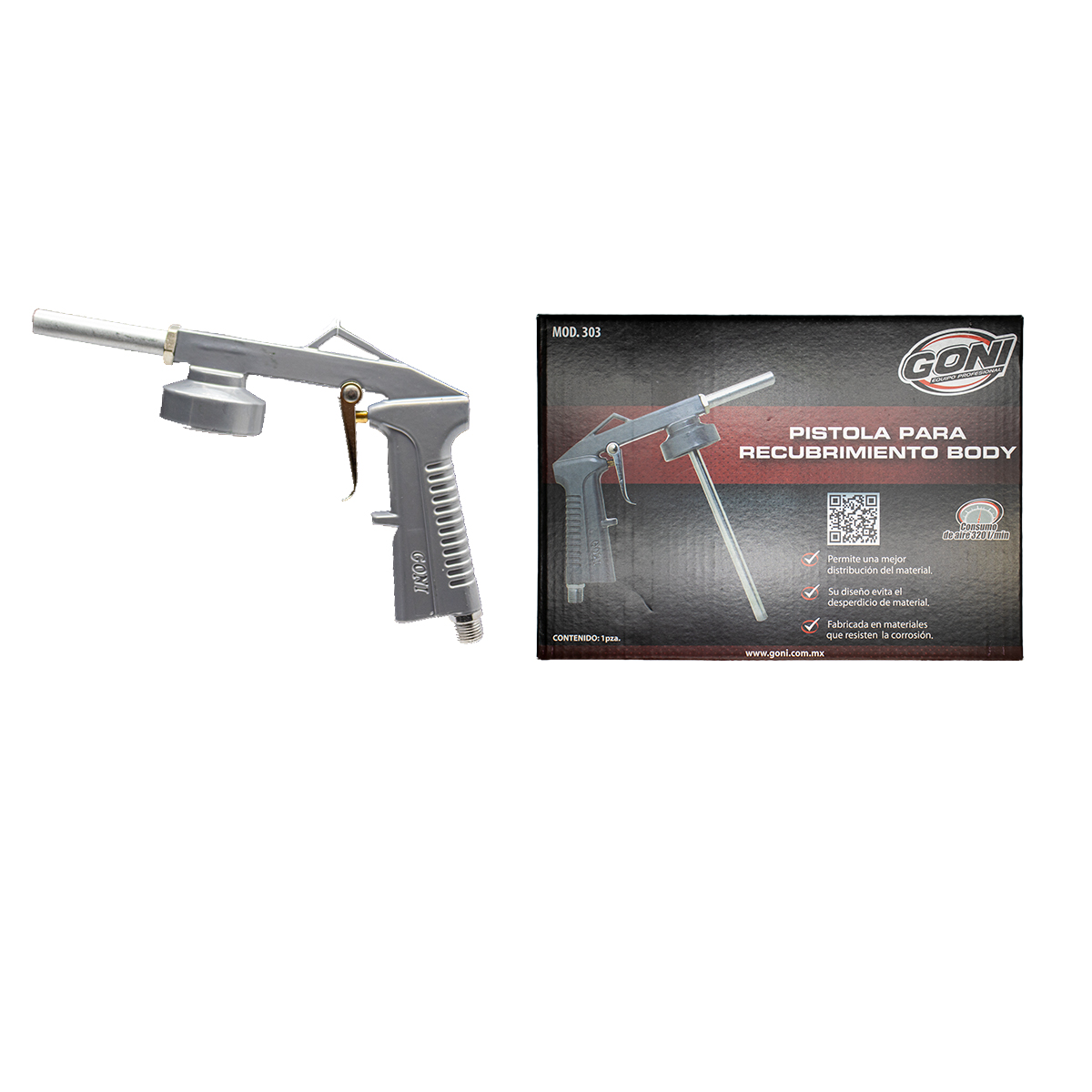 Kit De Pistolas Para Uso  Automotriz Goni 303 para la aplicación de body  Goni33013 para pintado automotriz Y Goni369 Para Limpiar Motores