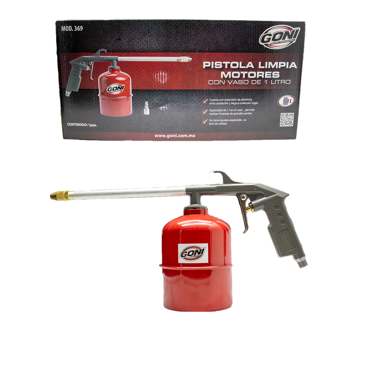 Kit De Pistolas Para Uso  Automotriz Goni 303 para la aplicación de body  Goni33013 para pintado automotriz Y Goni369 Para Limpiar Motores