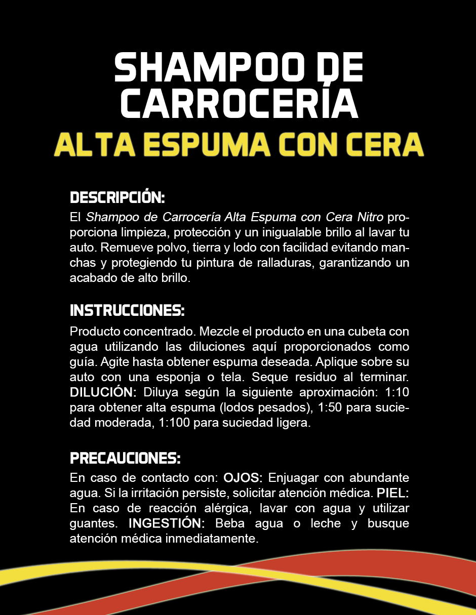 NITRO Shampoo De Carrocería Alta Espuma Y Cera De 4 L