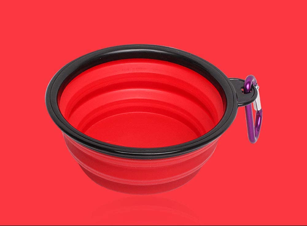 Tazón Plegable de Silicona para Perro Color Rojo Para Beber o Comer Al Aire Libre