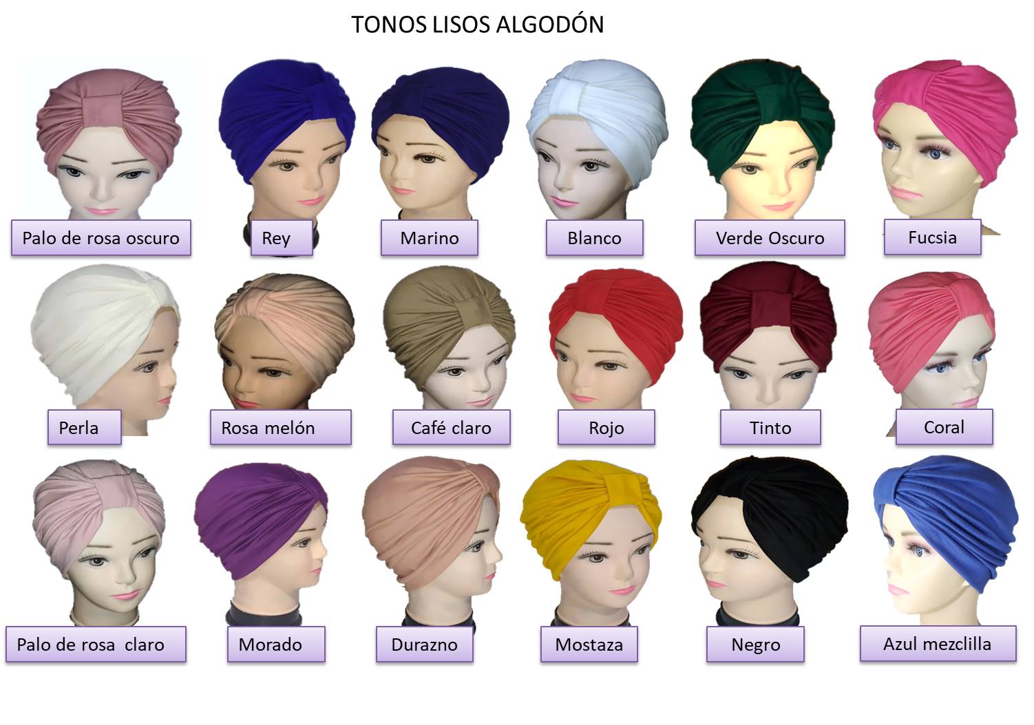 Gorro para Dama tipo turbantes en algodón (1 pza) oncológicos, alopecia, restaurant, de moda.