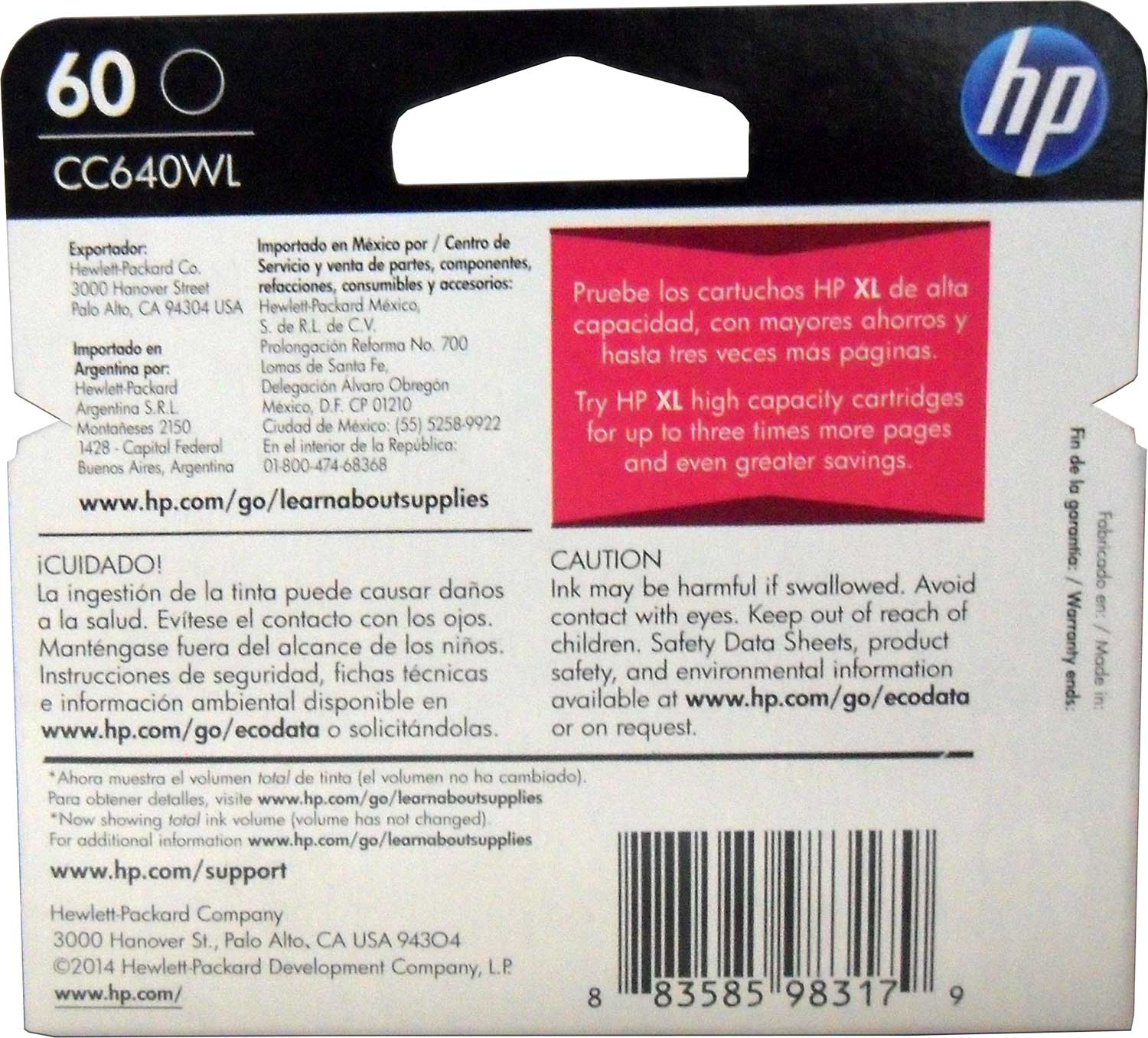 Cartucho Tinta Hp 60 Negro Original Cc640wl Para D1660 D2530