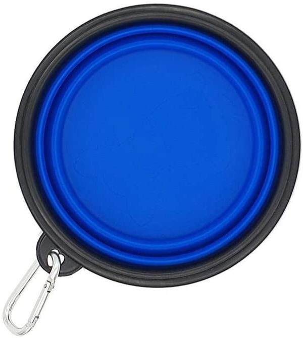 Tazón Plegable de Silicona para Perro Color Azul Para Beber o Comer Al Aire Libre