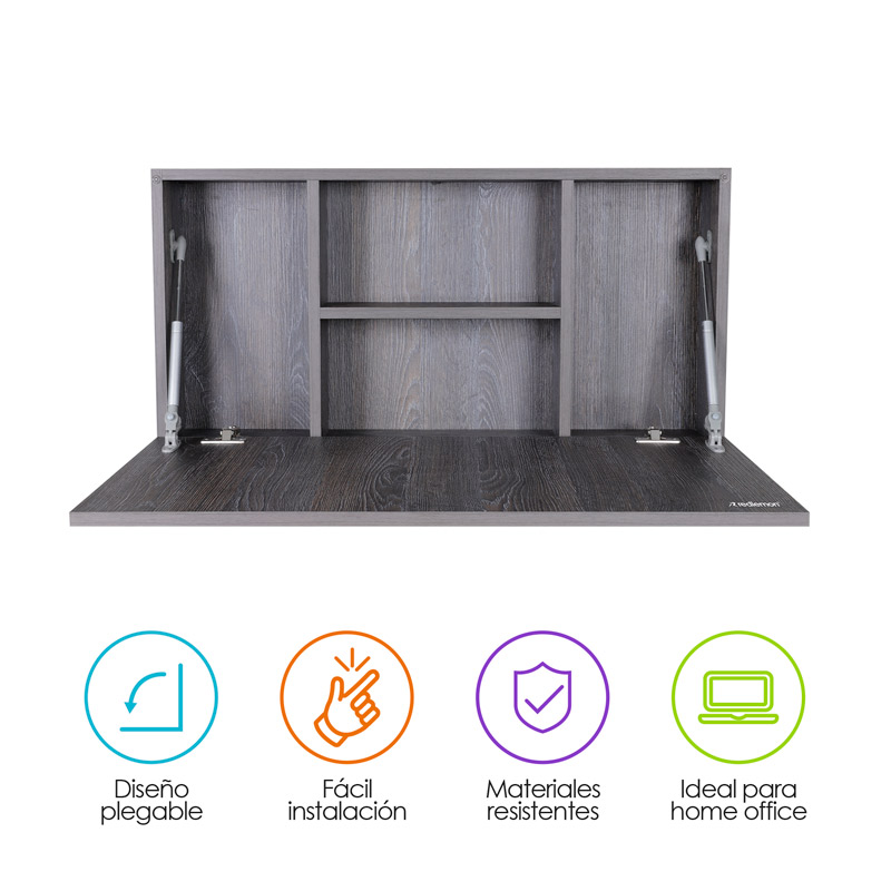 Escritorio Plegable Abatible Empotrable a Pared (80x40x17 cm) Redlemon