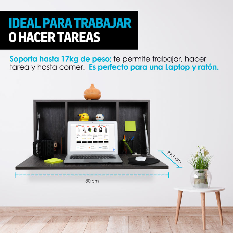 Escritorio Plegable Abatible Empotrable a Pared (80x40x17 cm) Redlemon