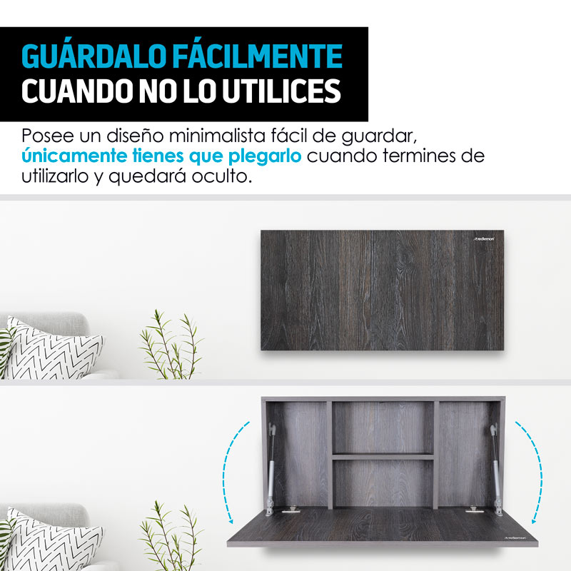 Escritorio Plegable Abatible Empotrable a Pared (80x40x17 cm) Redlemon