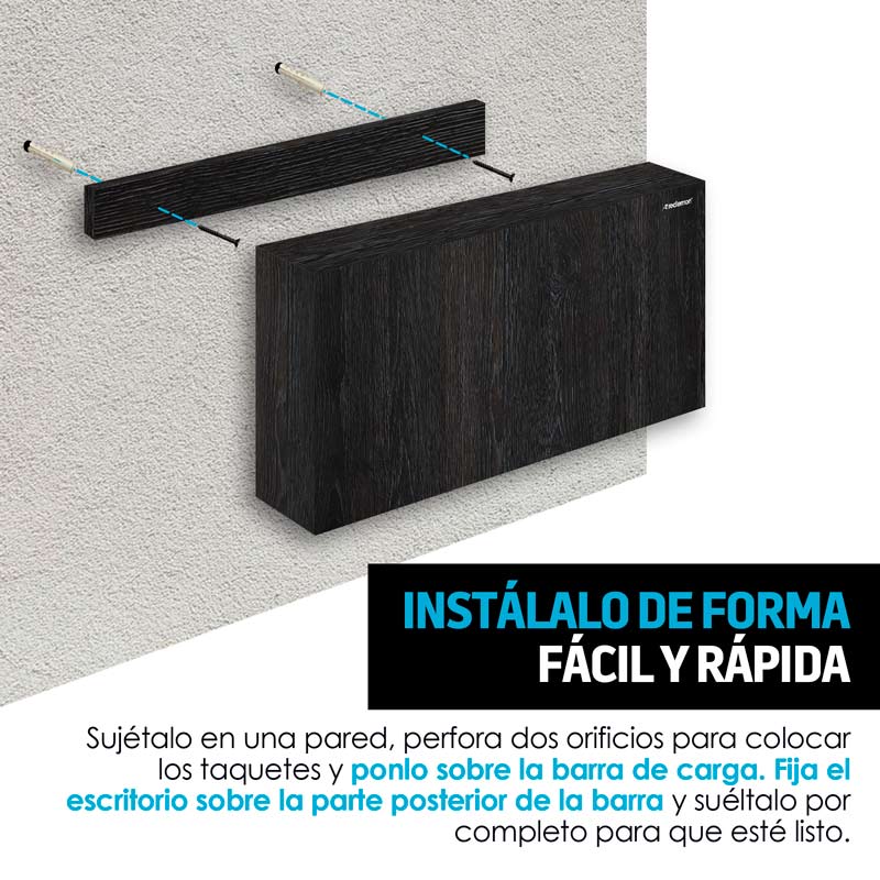 Escritorio Plegable Abatible Empotrable a Pared (80x40x17 cm) Redlemon