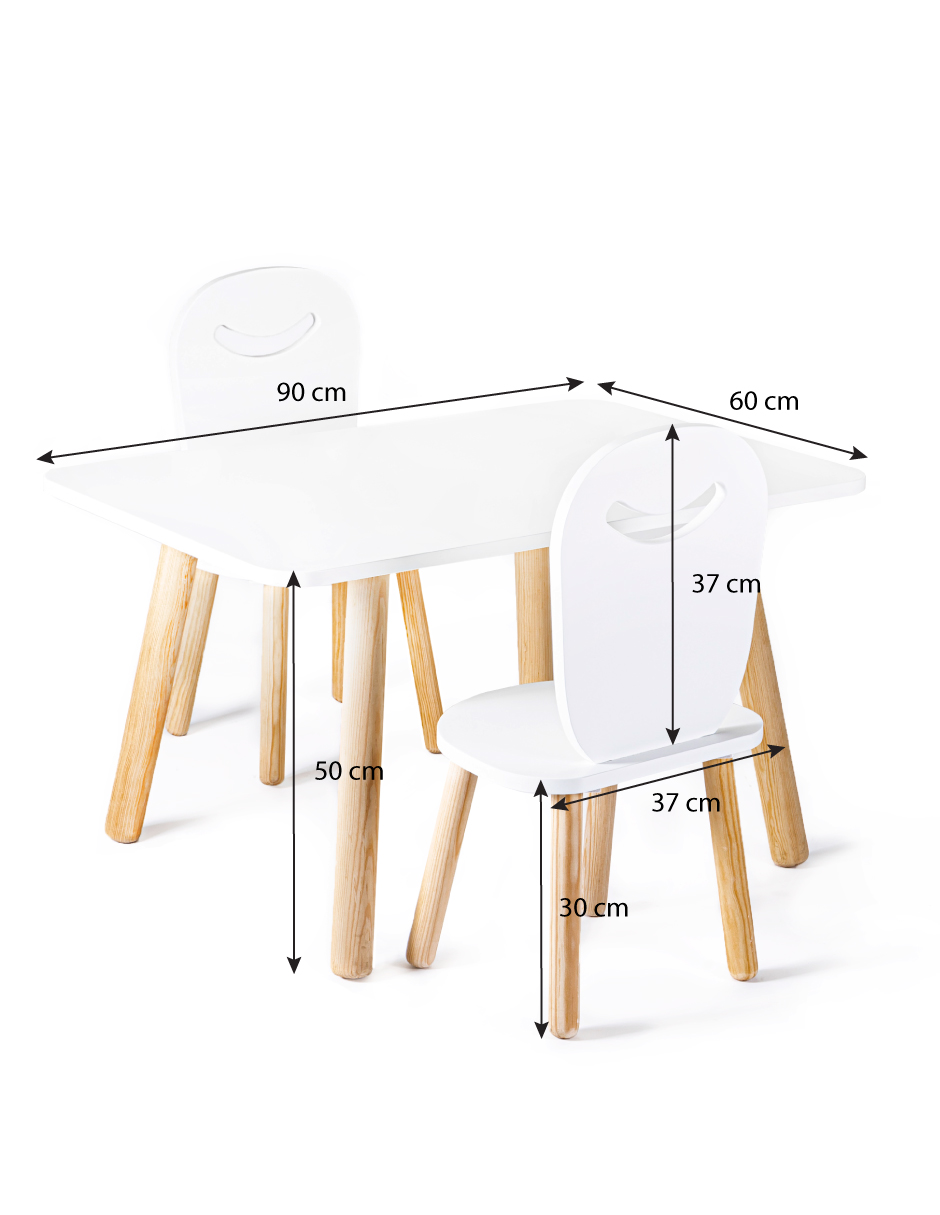 Set de 2 sillas infantiles Duduk con mesa rectangular de Madera