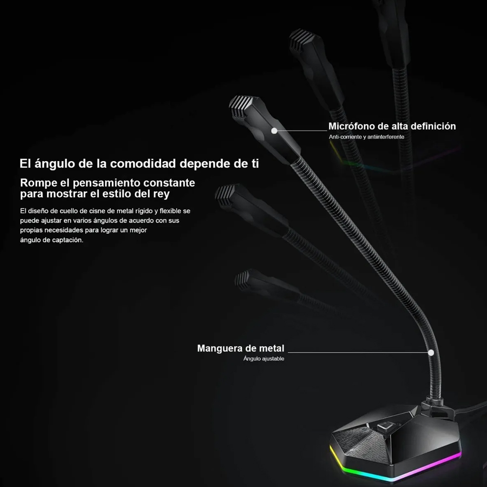 Usb Micrófono De Escritorio Condensador Plug-and-play Gamer Chat 360 Grados