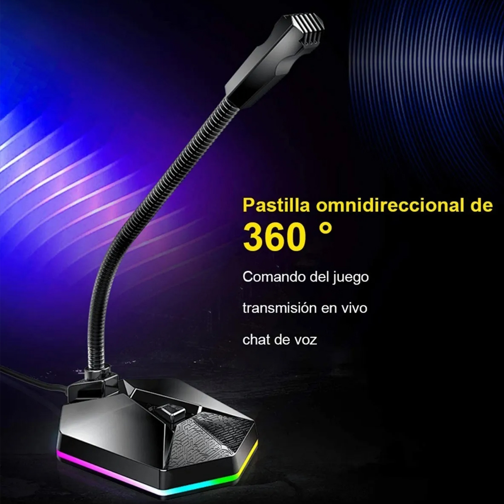 Usb Micrófono De Escritorio Condensador Plug-and-play Gamer Chat 360 Grados