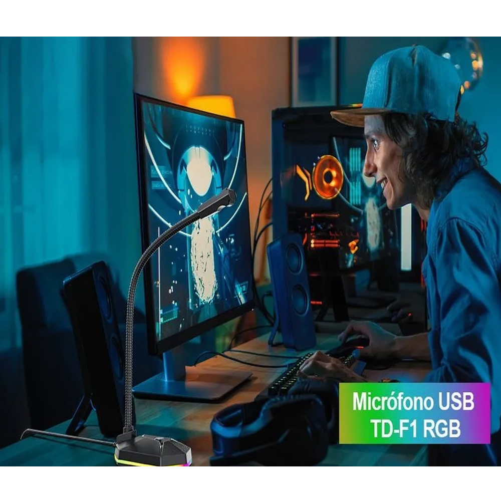Usb Micrófono De Escritorio Condensador Plug-and-play Gamer Chat 360 Grados