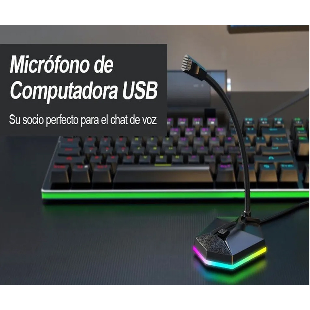 Usb Micrófono De Escritorio Condensador Plug-and-play Gamer Chat 360 Grados