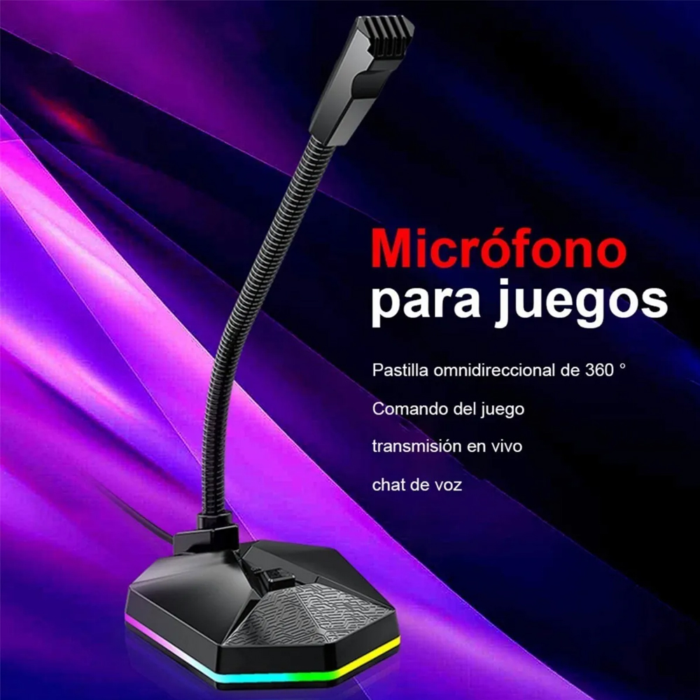 Usb Micrófono De Escritorio Condensador Plug-and-play Gamer Chat 360 Grados