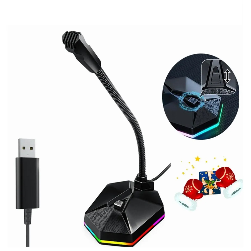 Usb Micrófono De Escritorio Condensador Plug-and-play Gamer Chat 360 Grados