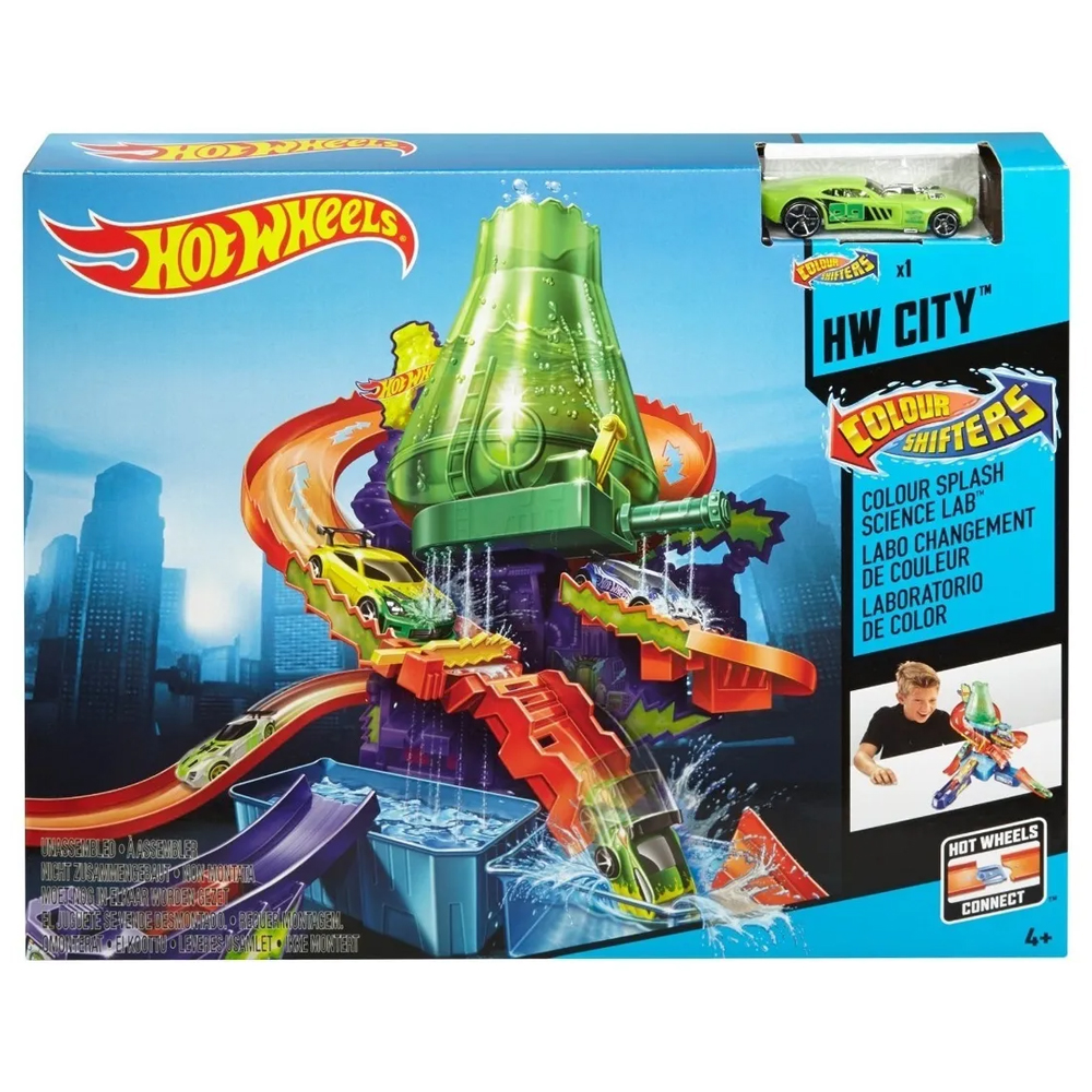 Pista de Coches Hot Wheels City, Color Shifters Laboratorio Científico