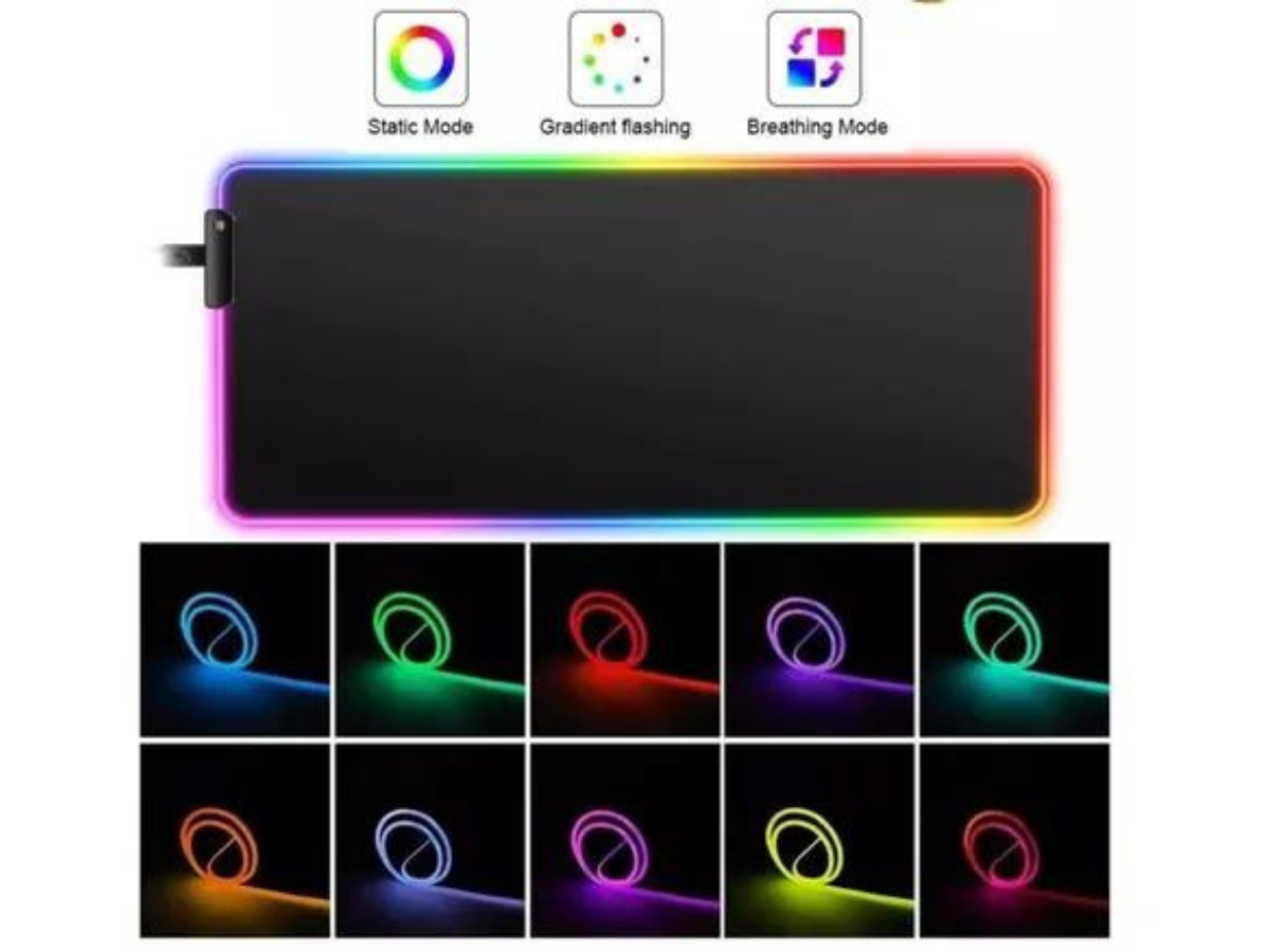Mouse Pad Gamer RGB extra grande Antideslizante Base 90x40x4 luz led integrada funcion de memoria decoracion perfecta video gamer tapete pc.