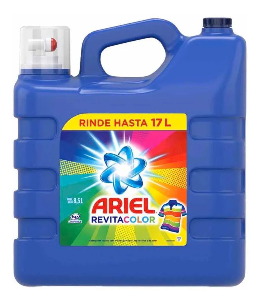 ARIEL. DETERGENTE REVITACOLOR PARA ROPA BLANCA Y COLOR 8.5L