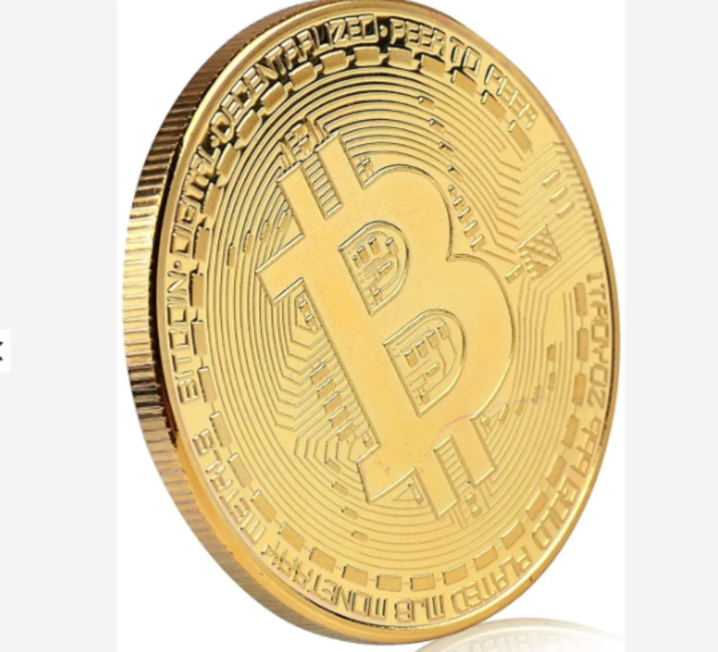 Bitcoin Moneda Fisica Metal Conmemorativa chapa de Oro Premium Trader
