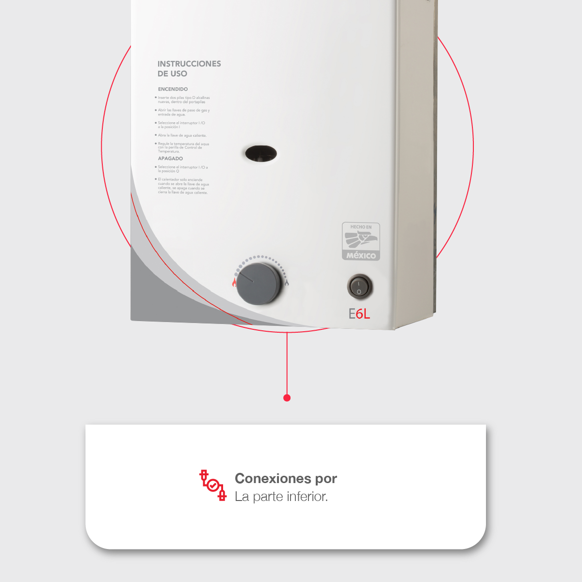 Calentador de Agua Essentials Instantaneo 6 Litros por Min Gas LP 1 Servicio Incluye,  Conexion Basica y 1 ano de garantia adicional sin costo del 1 al 28 Febrero 2023