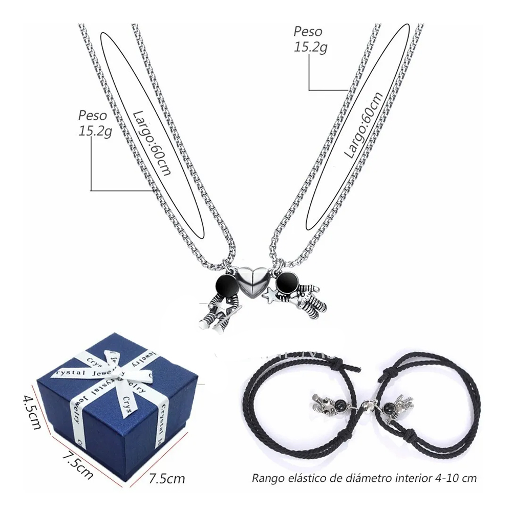 Collar Para Pareja Corazón Imán Pulseras amor Eterno Regalo Novios