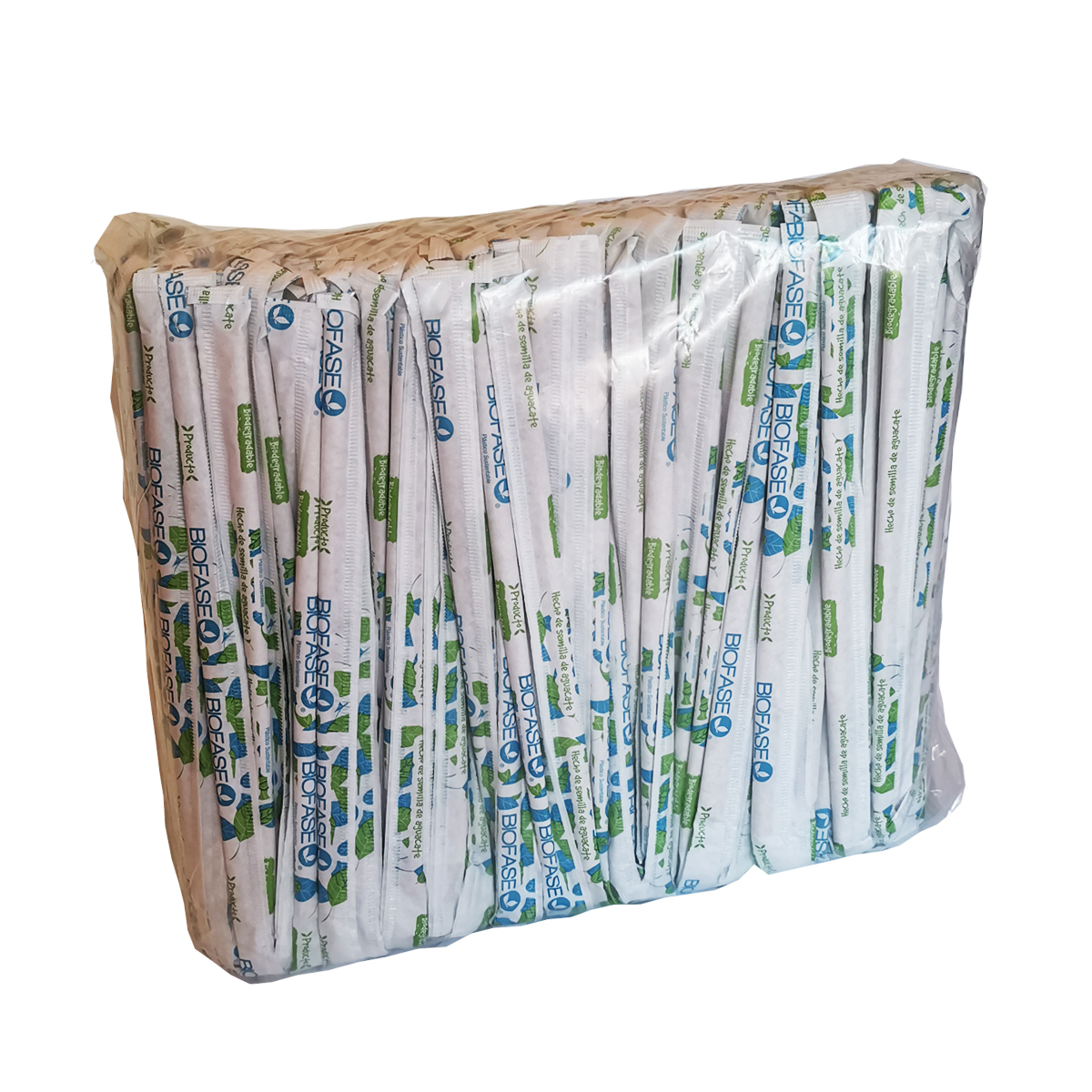 Popote Estuchado de semilla de aguacate / 21 cm / 500 pzs