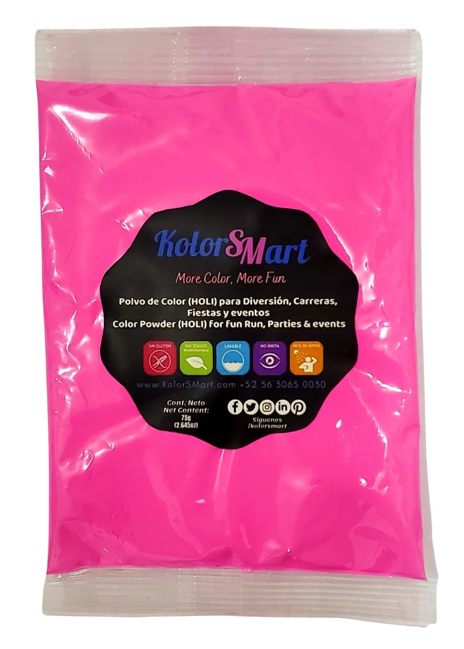 KolorSMart Bolsa de 75gramos Polvo de Color Holi - Rosa
