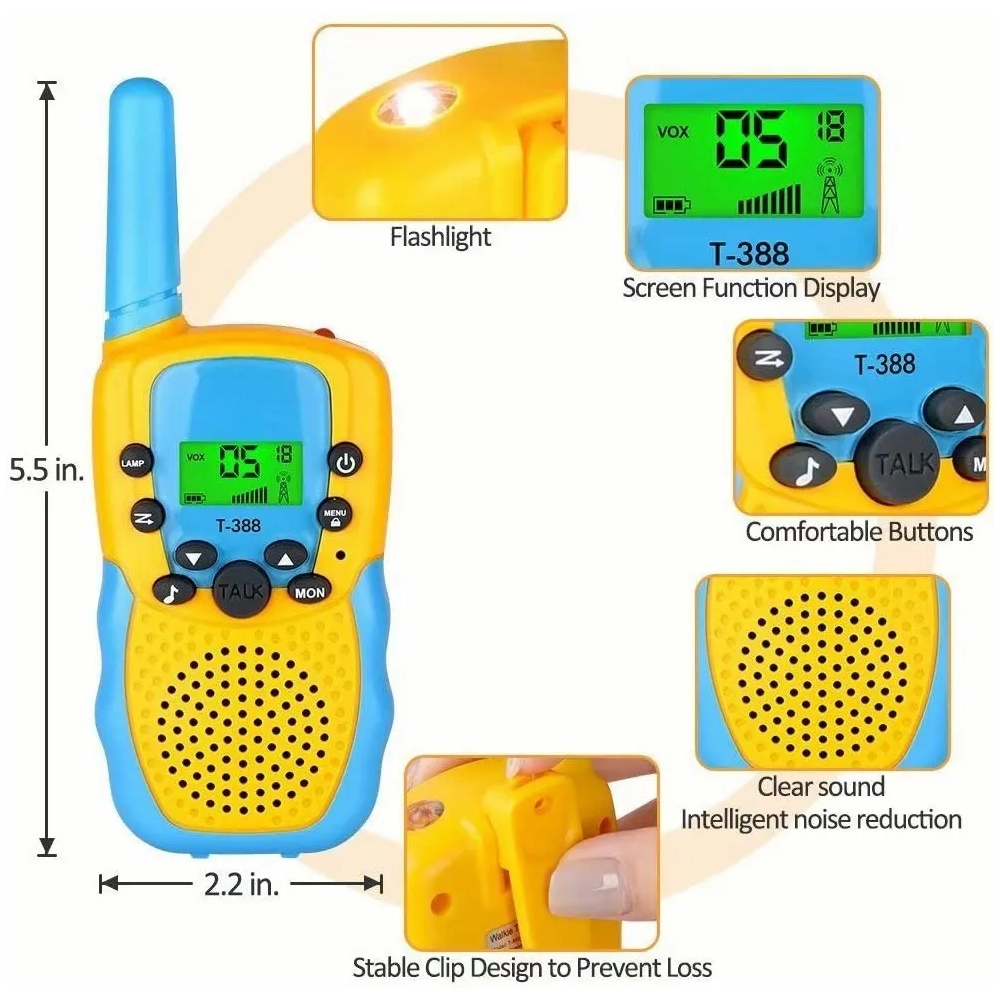 3 Piezas Walkie Talkie Niños Con 8 Canales Vox De 3 Millas