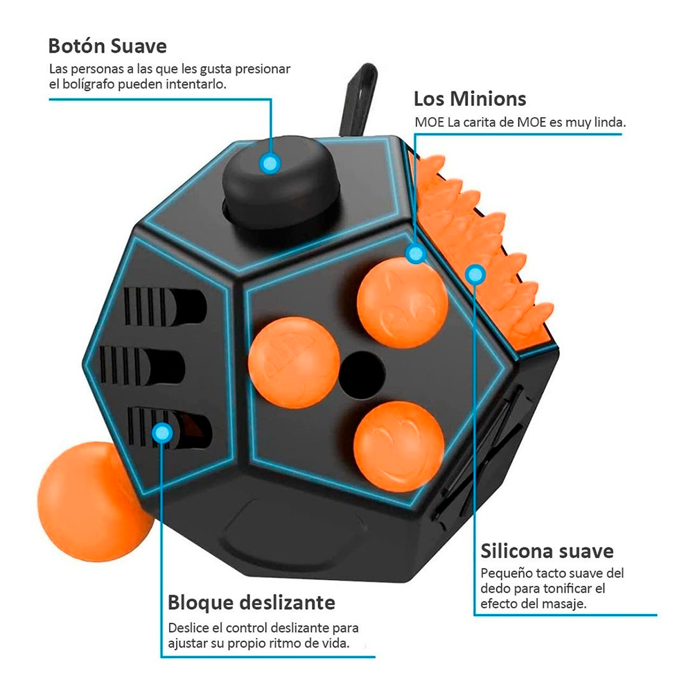 Fidget Cube Toys De 12 Caras Cubo Antiestres, Descompresión Esfera Fidget