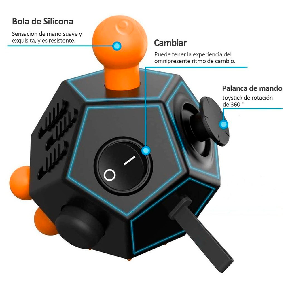 Fidget Cube Toys De 12 Caras Cubo Antiestres, Descompresión Esfera Fidget