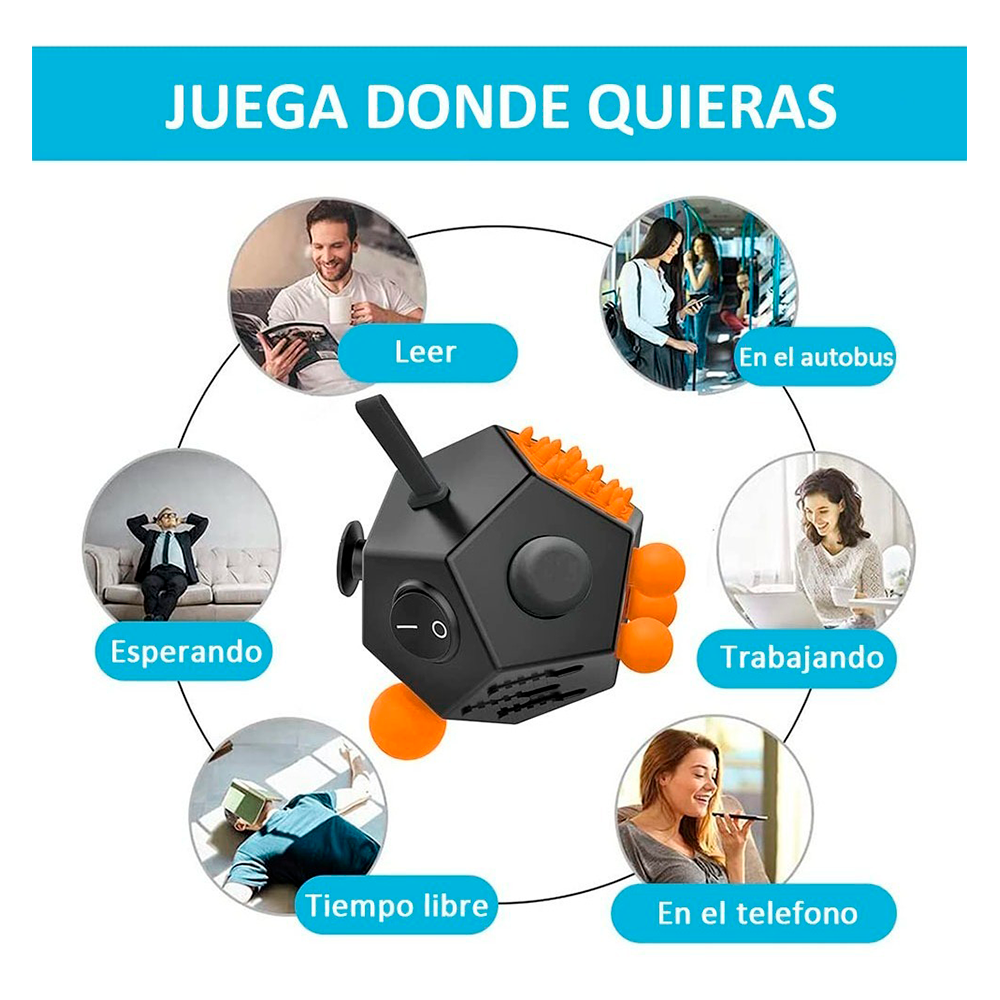 Fidget Cube Toys De 12 Caras Cubo Antiestres, Descompresión Esfera Fidget