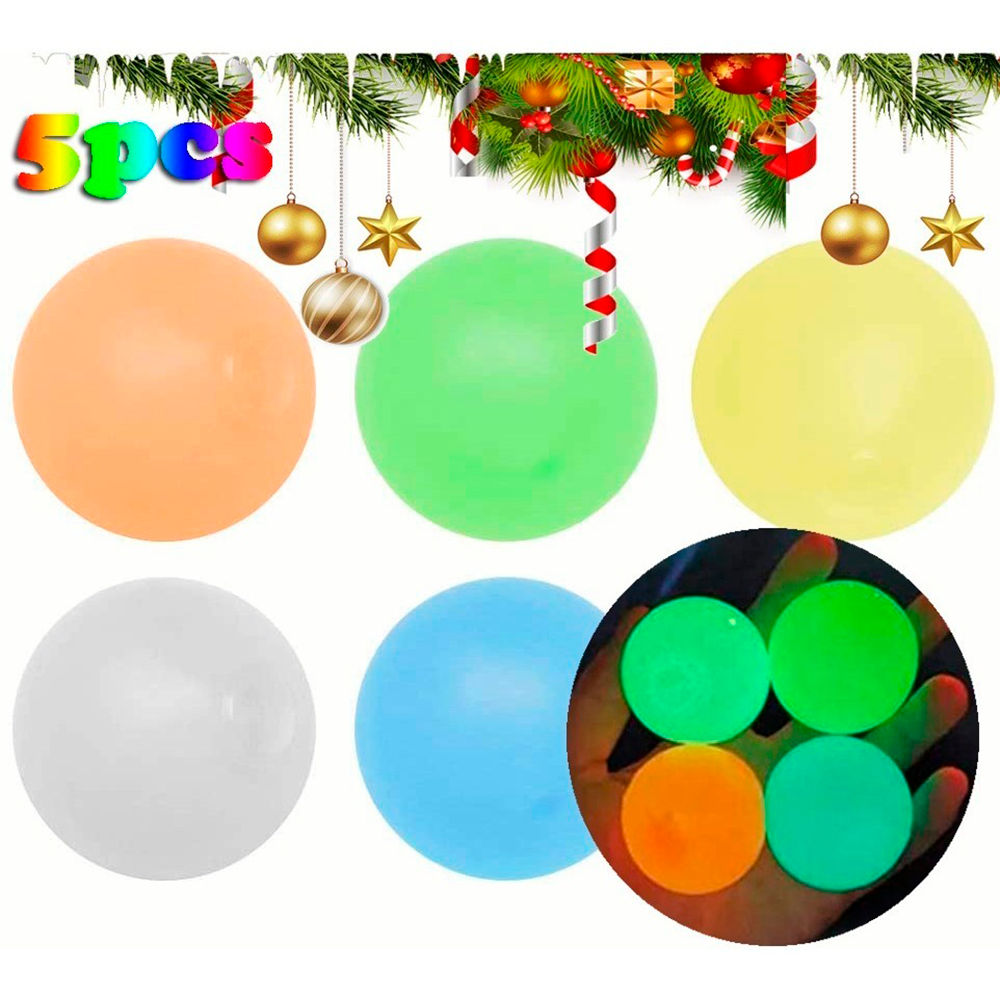 Bolas Adhesiva que Brillan Pelotas Anti Estrés Pegajosas 5 Piezas