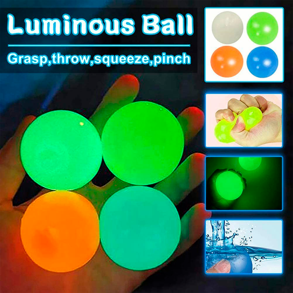 Bolas Adhesiva que Brillan Pelotas Anti Estrés Pegajosas 5 Piezas