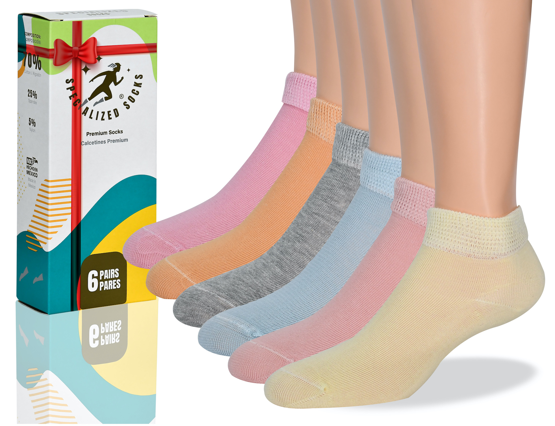  Calcetines deportivos de algodón de corte bajo para mujer,  calcetines casuales transpirables que absorben el sudor, paquete de 6, Seis  colores : Ropa, Zapatos y Joyería