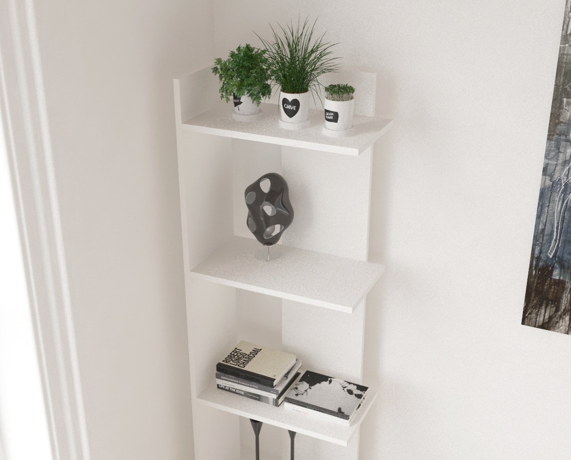 Librero Minimalista Esquinero Blanco