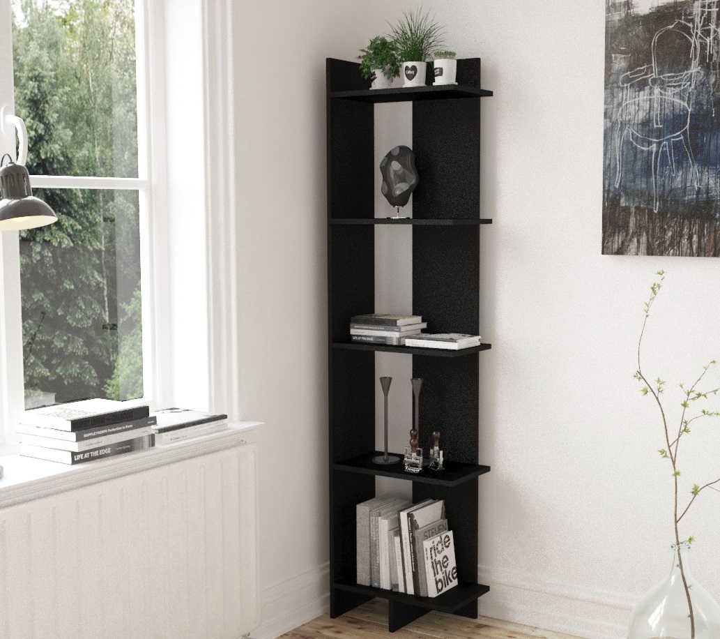 Librero Minimalista Esquinero Negro