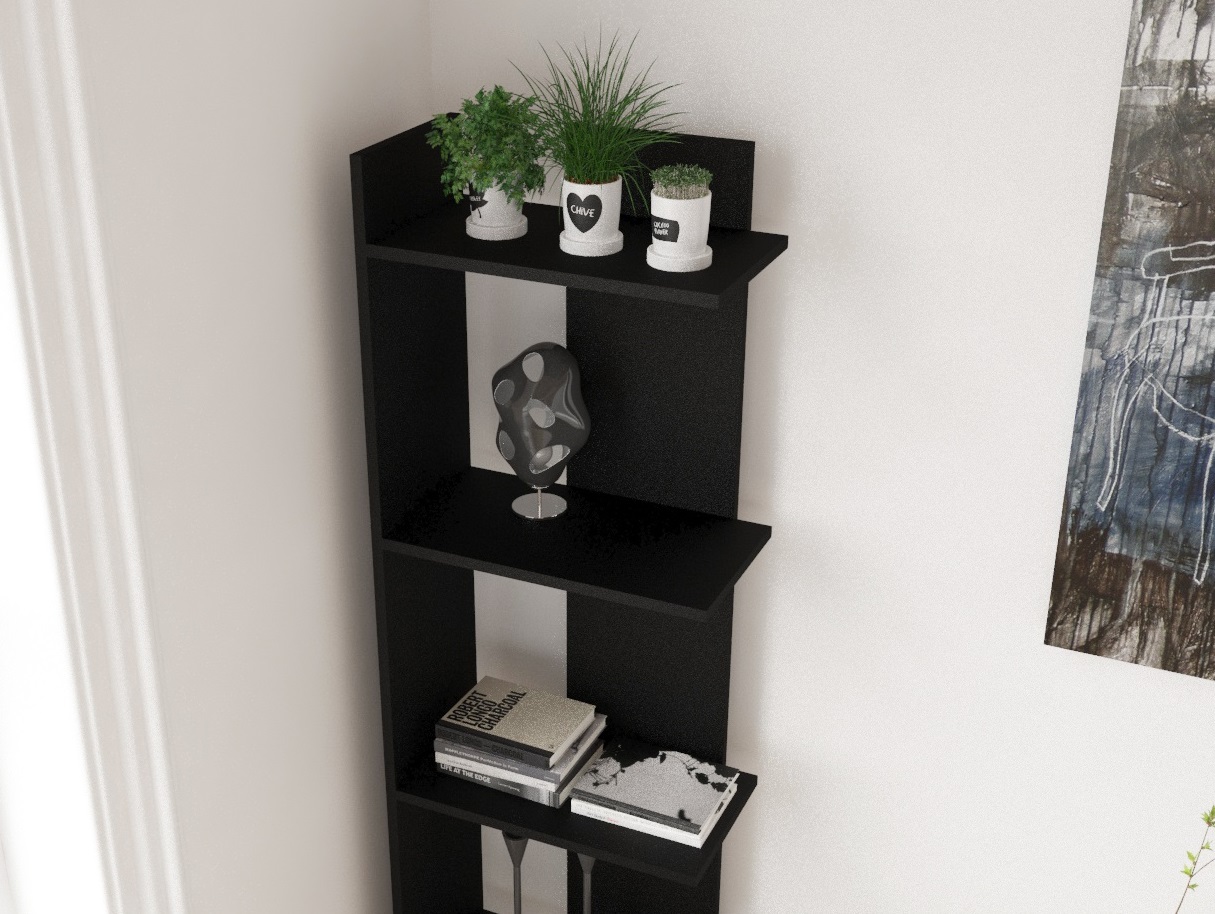 Librero Minimalista Esquinero Negro