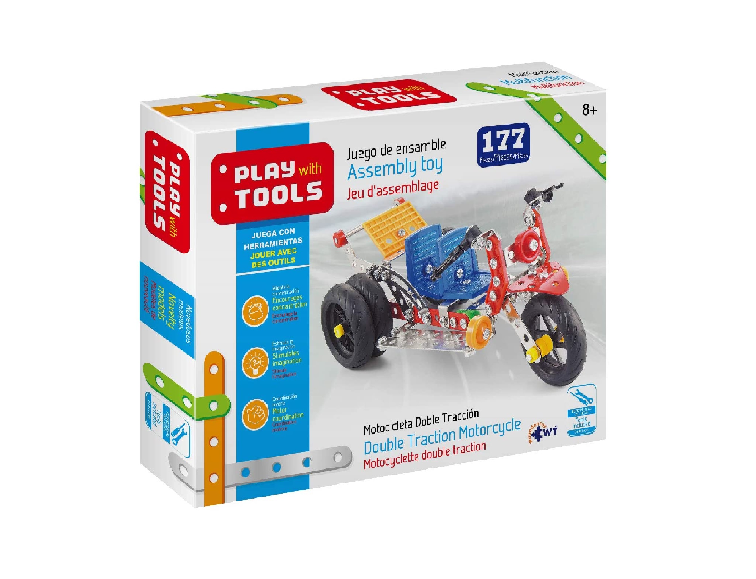 Juego Didáctico Con Herramientas Motocicleta Doble Tracción 177 Pz