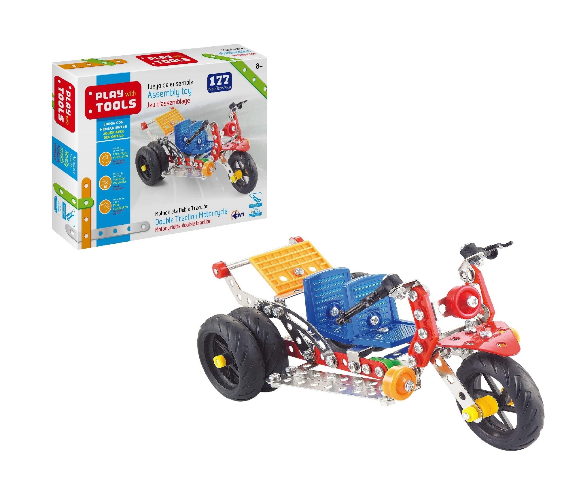 Juego Didáctico Con Herramientas Motocicleta Doble Tracción 177 Pz