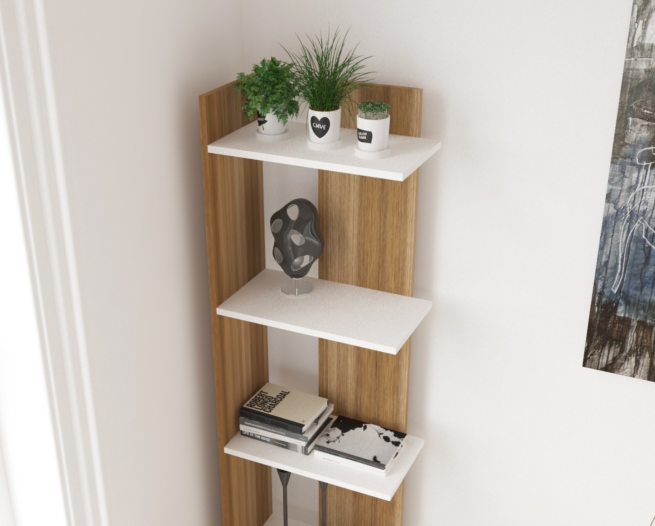 Librero Minimalista Esquinero Marrón claro