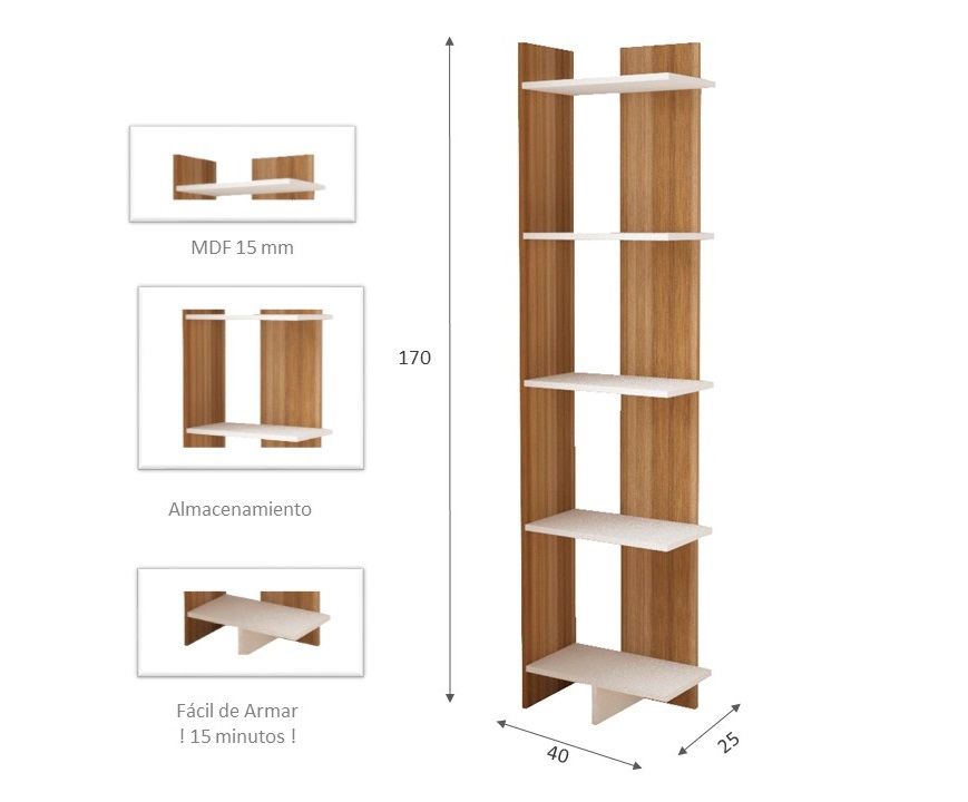 Librero Minimalista Esquinero Marrón claro