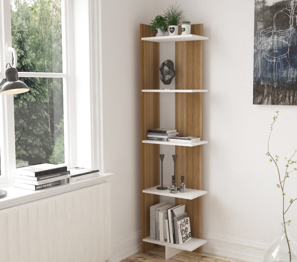 Librero Minimalista Esquinero Marrón claro