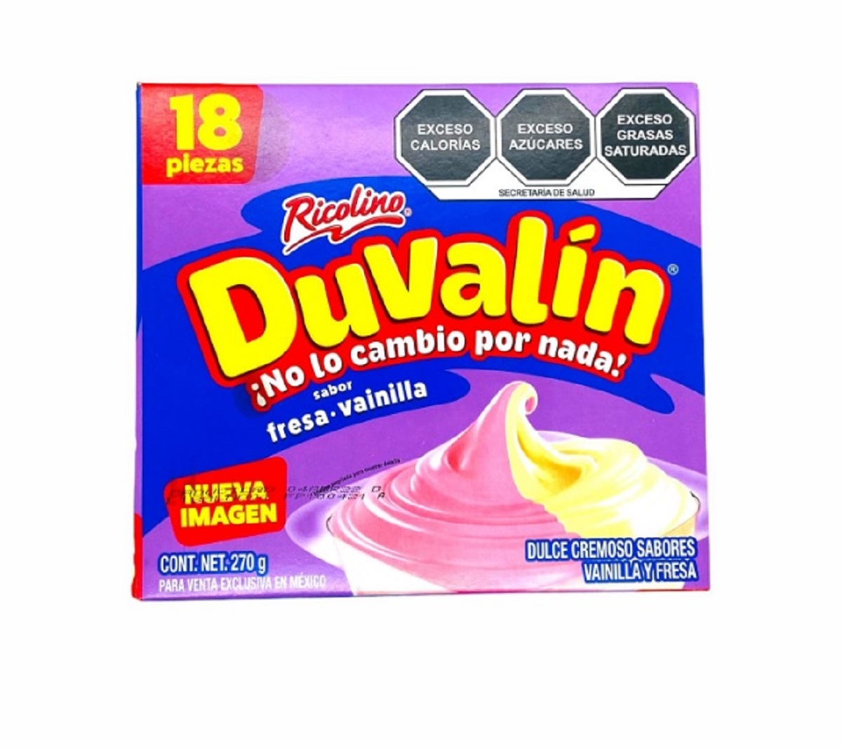 Duvalín Ricolino Fresa Vainilla 18 Pz 270 g