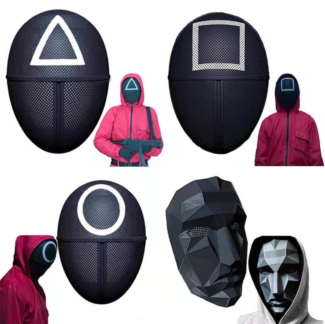 Máscara Disfraz Juego Del Calamar Serie Circulo Triangulo Cuadrado