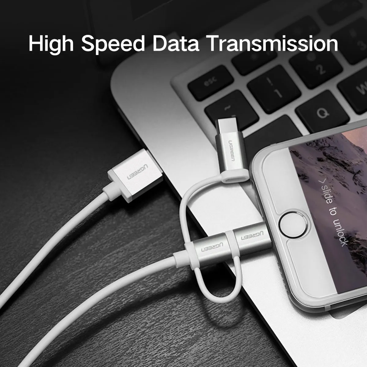 Cable 3-1 Micro Usb+usb C+cargador iPhone Android Ugreen